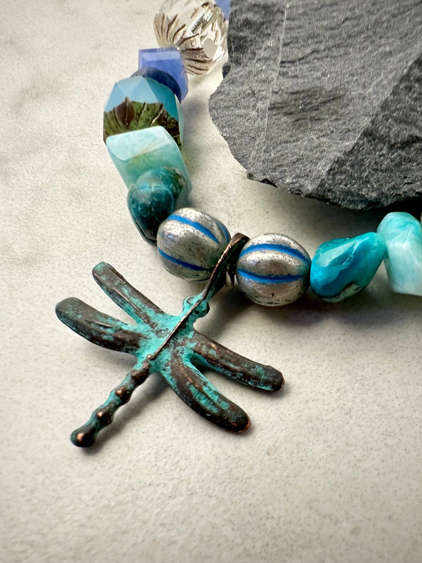Patina Dragonfly Stretch Bracelet