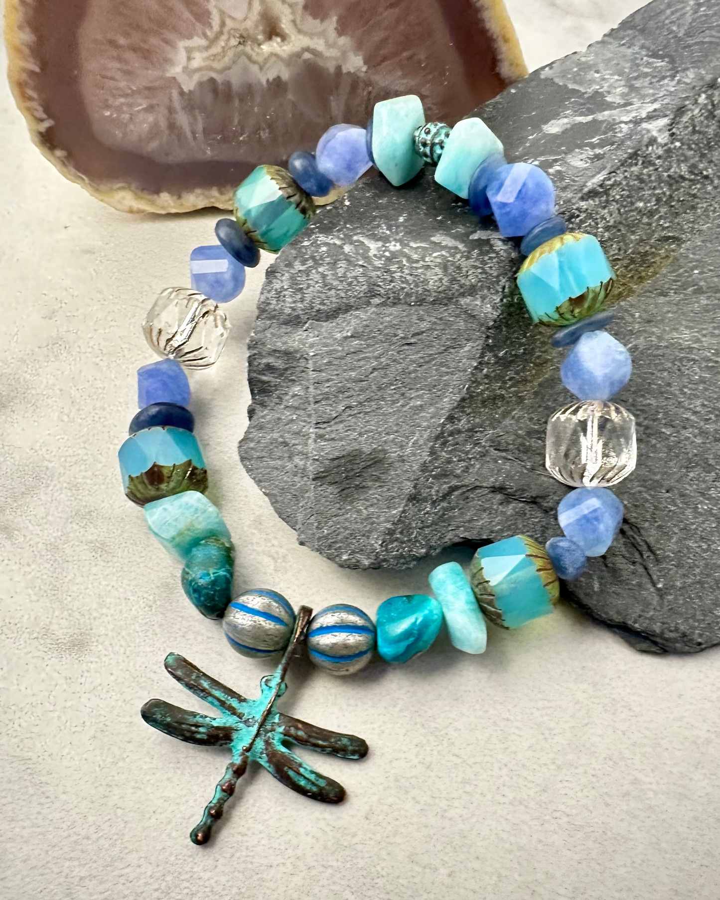 Patina Dragonfly Stretch Bracelet