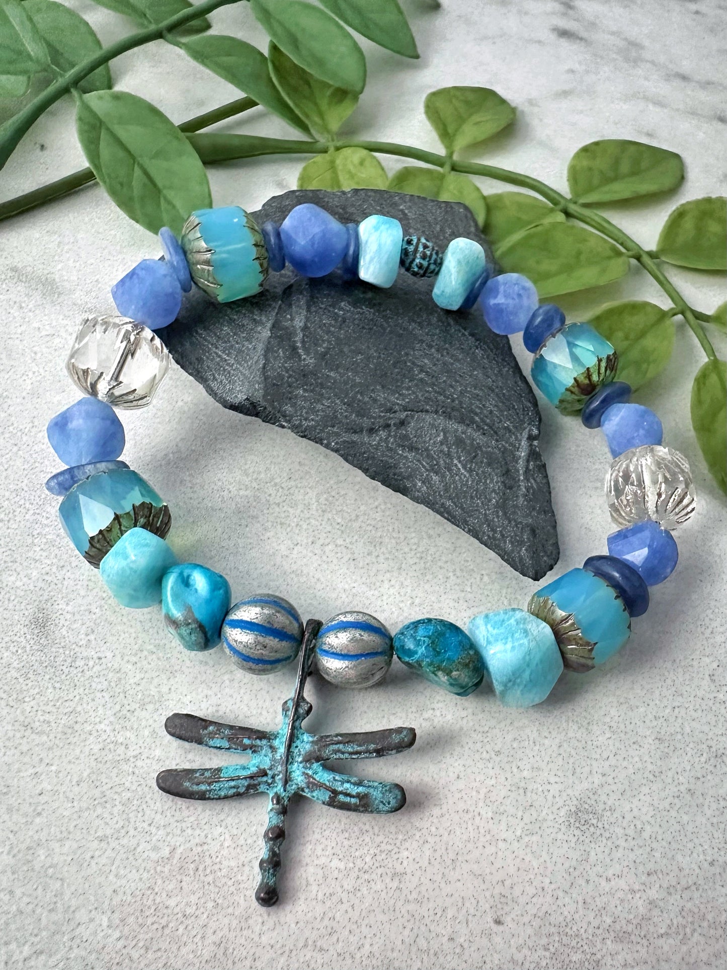 Patina Dragonfly Stretch Bracelet
