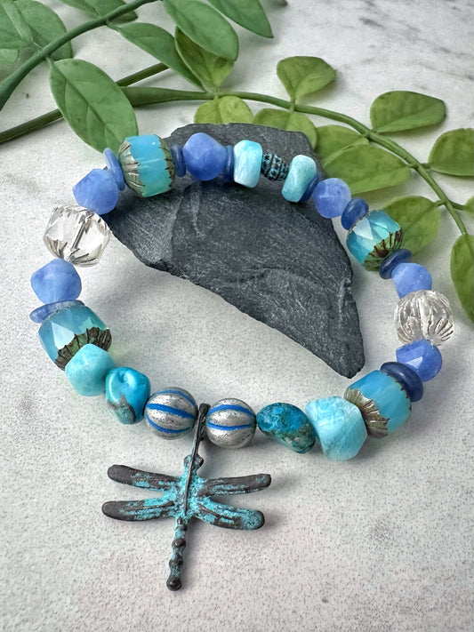 Patina Dragonfly Stretch Bracelet