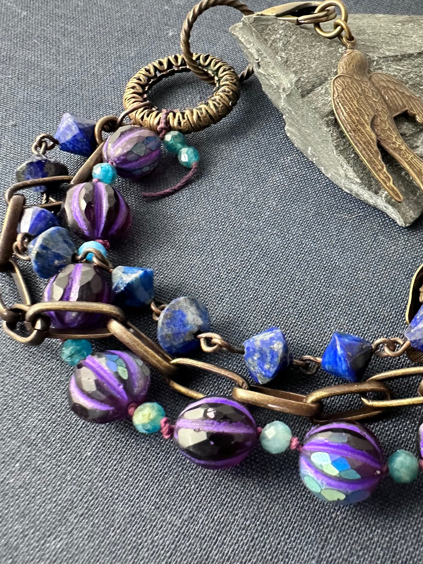 Soaring Sparrow Gemstone Charm Bracelet