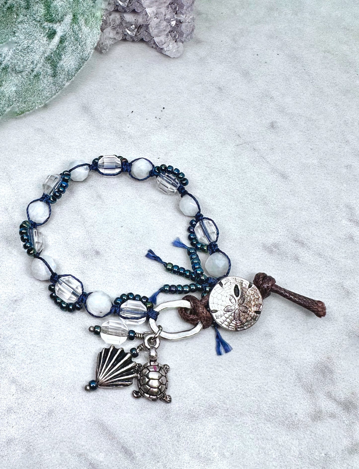 Seaside Macrame Quartz & Moonstone Bracelet