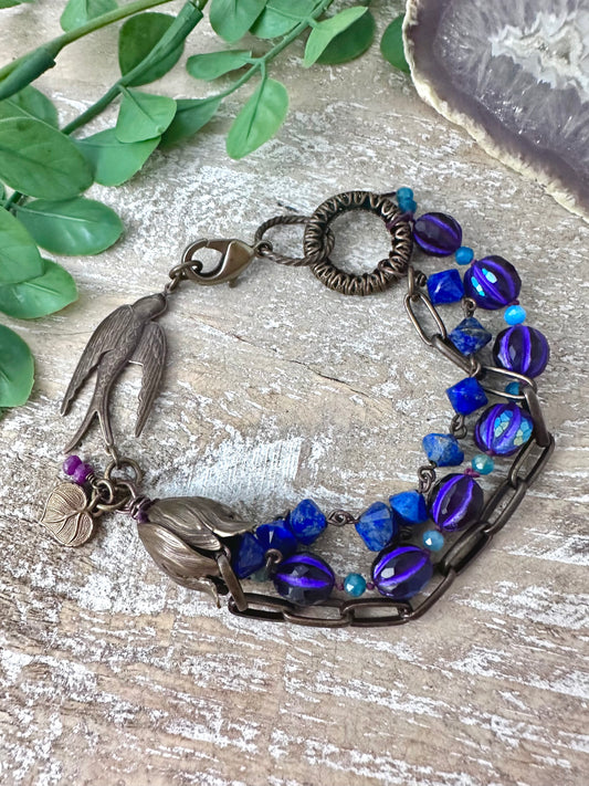 Soaring Sparrow Gemstone Charm Bracelet